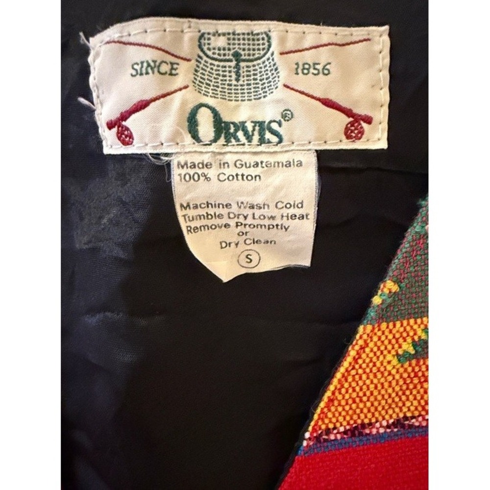 Orvis Women Red Southwestern Geometric Cotton Button Front Vest Size S Guatemala - Picture 2 of 10